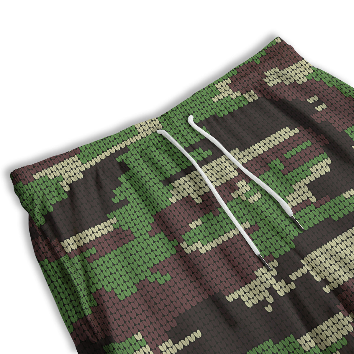 Knitted Army Camouflage Print Pattern Men's Athletic Shorts