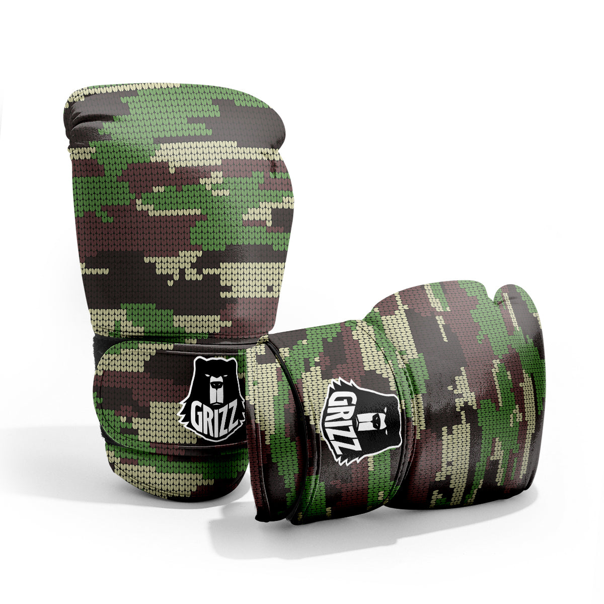 Knitted Army Camouflage Print Pattern Pro Boxing Glove