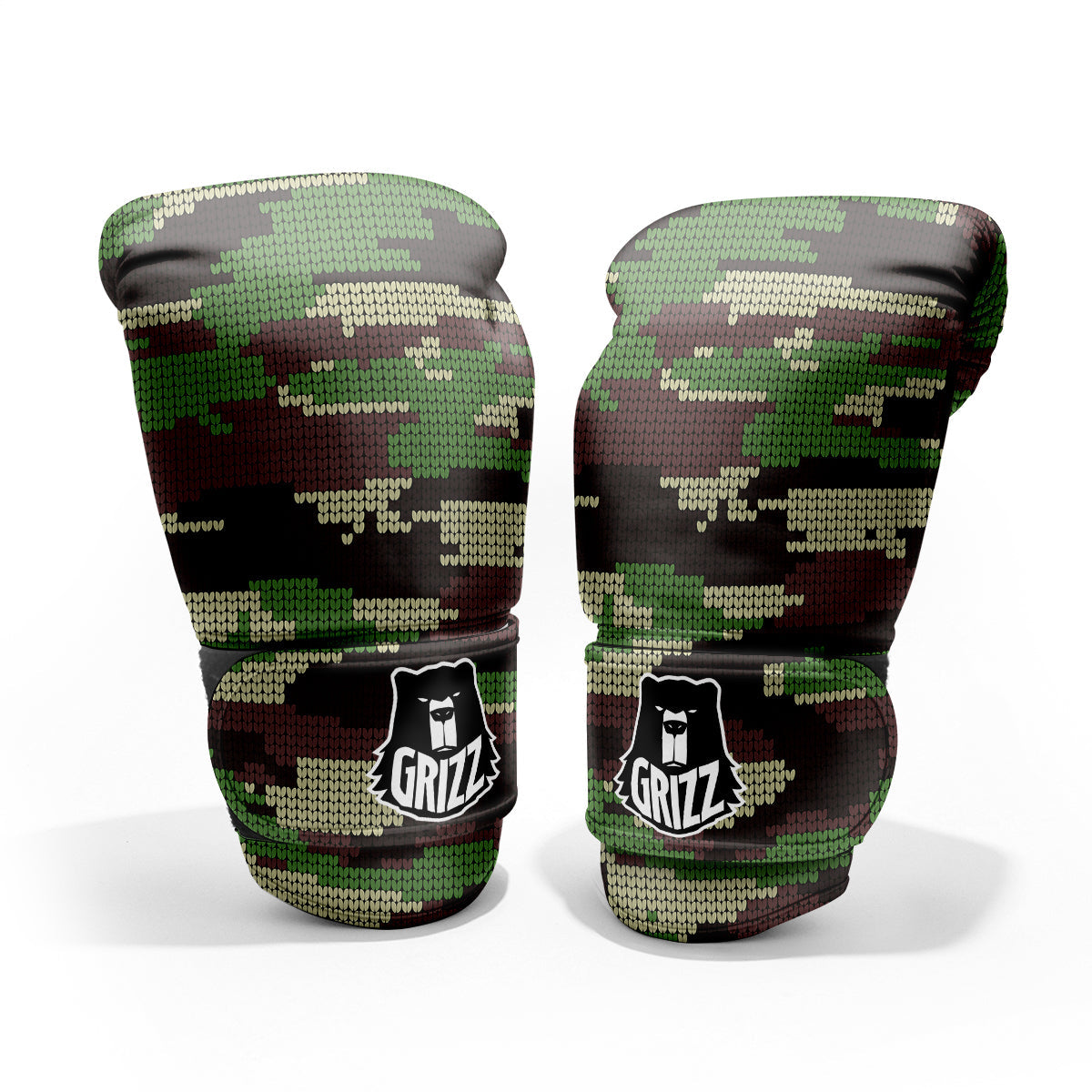 Knitted Army Camouflage Print Pattern Pro Boxing Glove