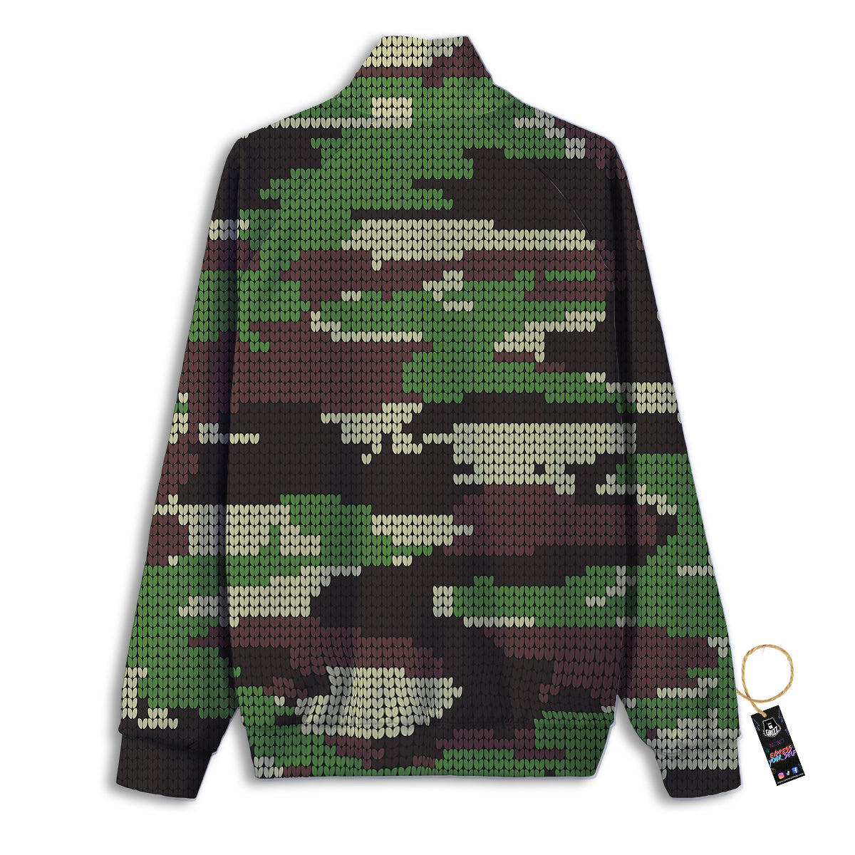 Knitted Army Camouflage Print Pattern Track Jacket-grizzshop