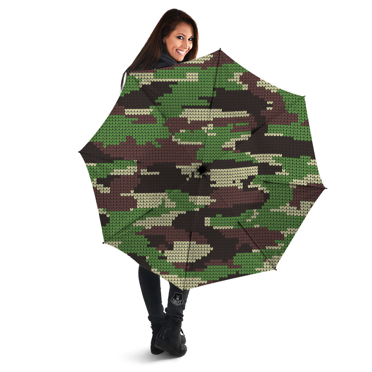 Knitted Army Camouflage Print Pattern Umbrella-grizzshop