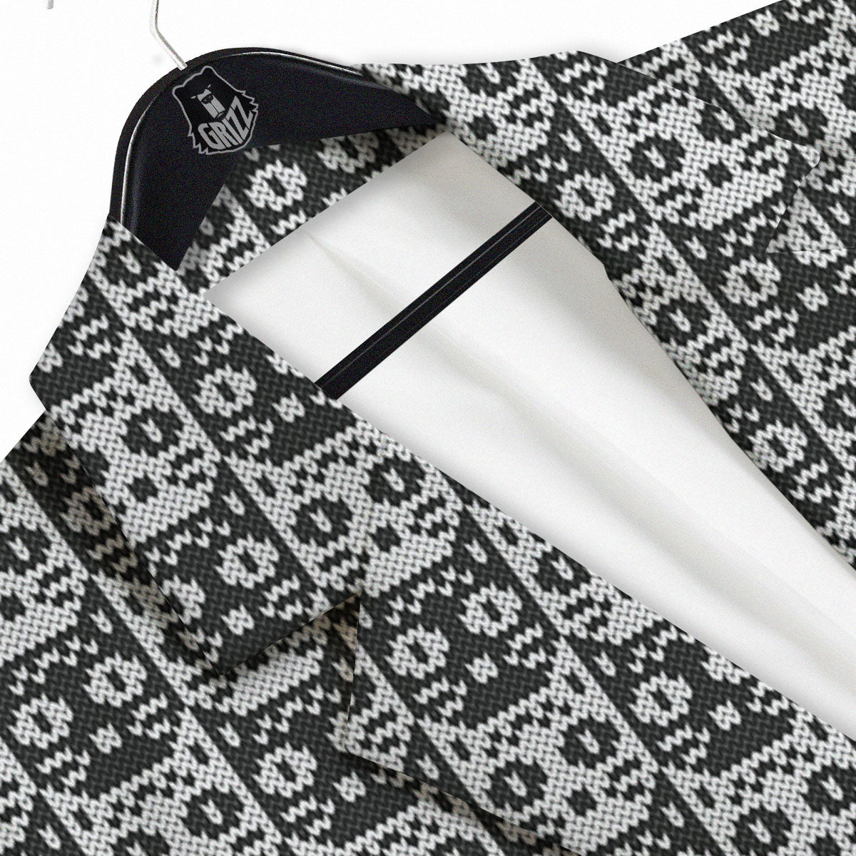 Knitted Black Cat Print Pattern Men's Sport Coat-grizzshop