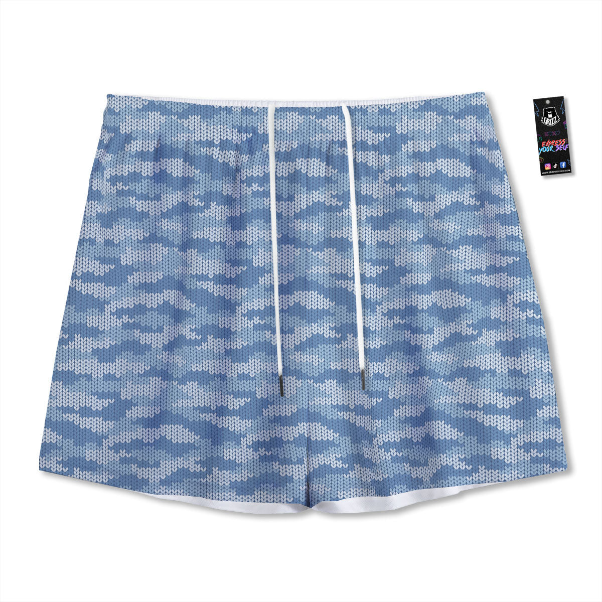Houndstooth Grey Print Pattern Mesh Shorts