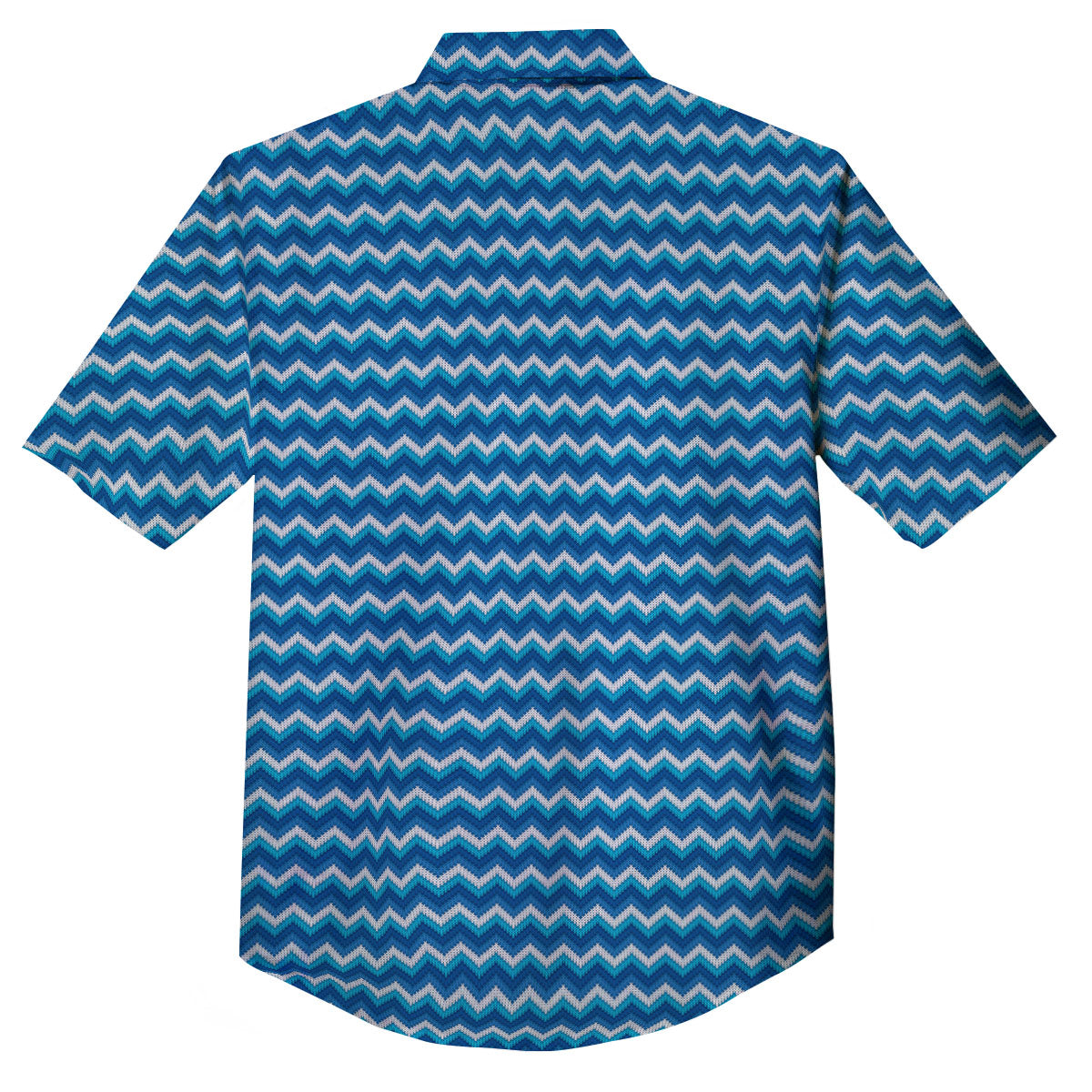 Knitted Blue Chevron Print Pattern Button Up Shirt-grizzshop