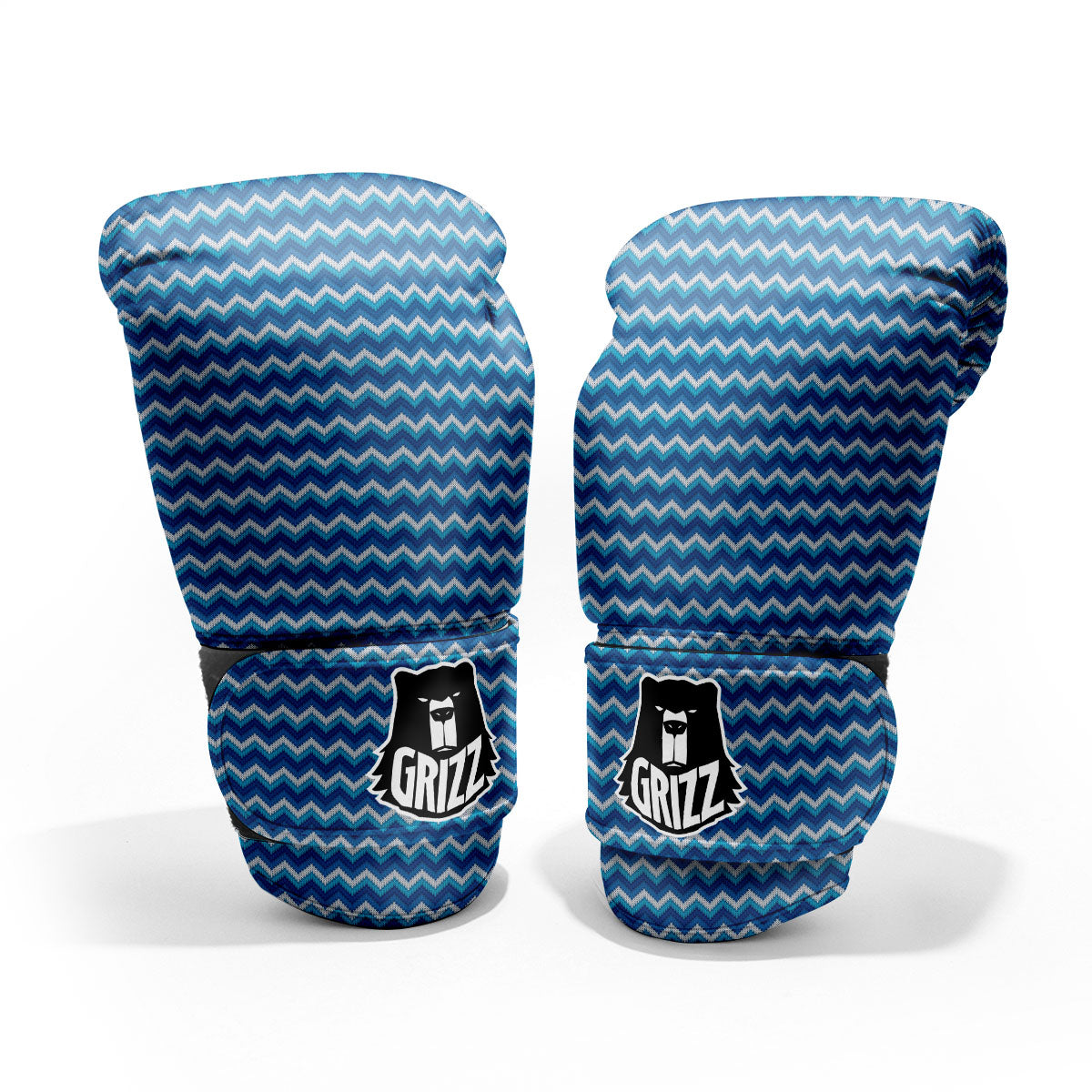 Knitted Blue Chevron Print Pattern Pro Boxing Glove