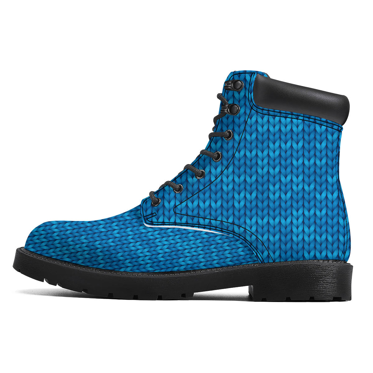 Knitted Blue Print Pattern Boots-grizzshop