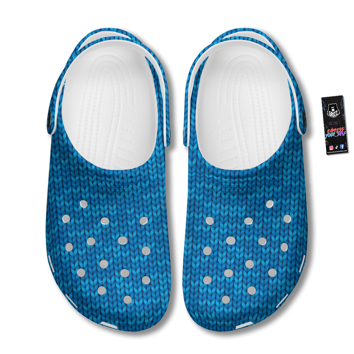 Knitted Blue Print Pattern Clog-grizzshop