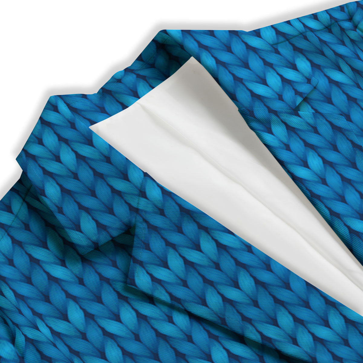 Knitted Blue Print Pattern Women's Blazer-grizzshop