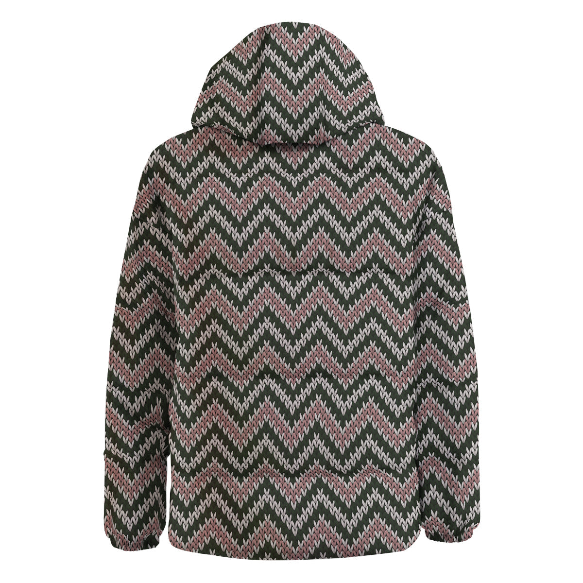 Knitted Chevron Vintage Print Pattern Down Jacket-grizzshop