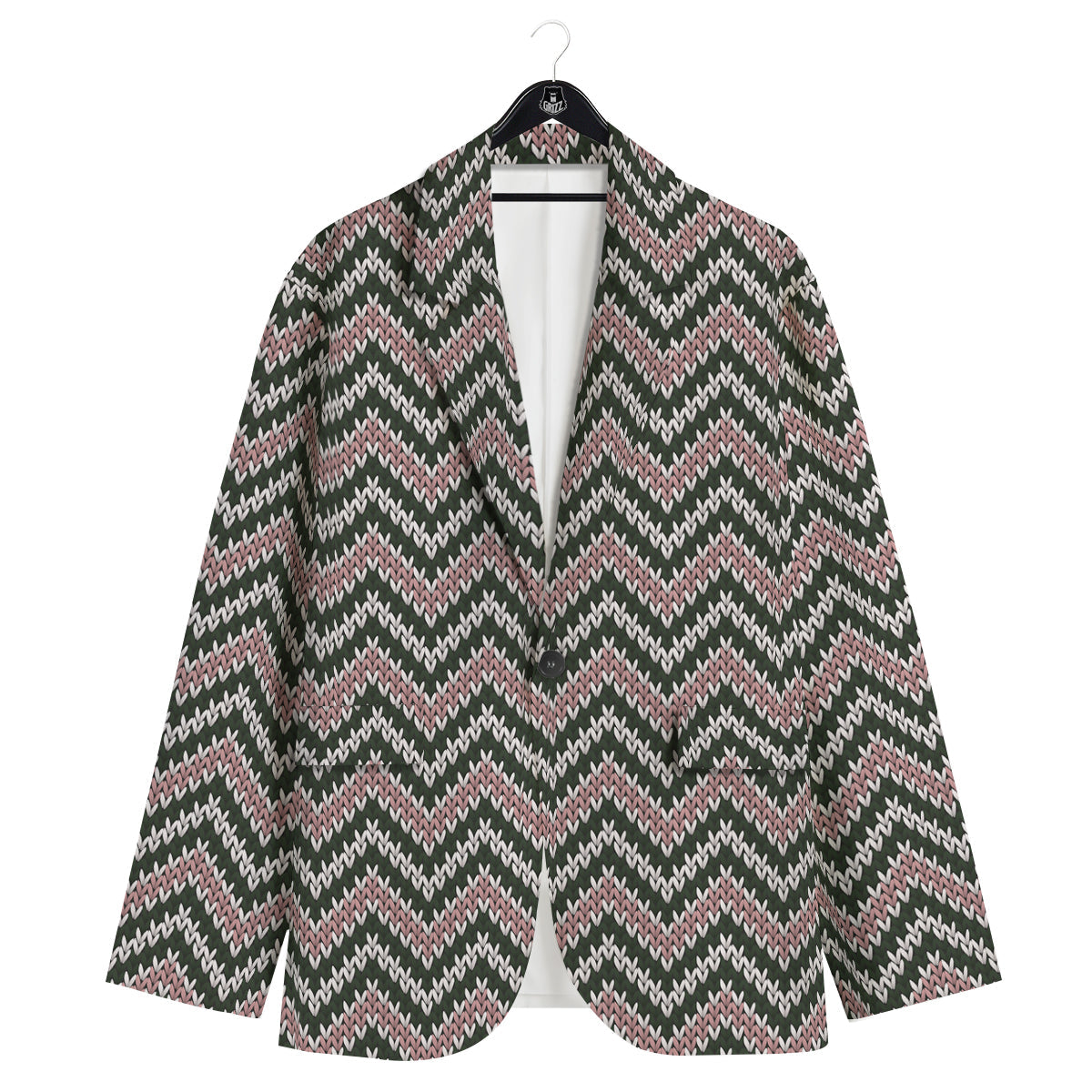 Knitted Chevron Vintage Print Pattern Men's Sport Coat-grizzshop