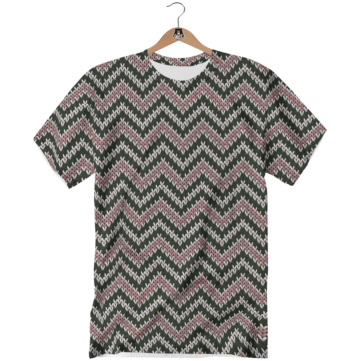 Knitted Chevron Vintage Print Pattern T-Shirt-grizzshop