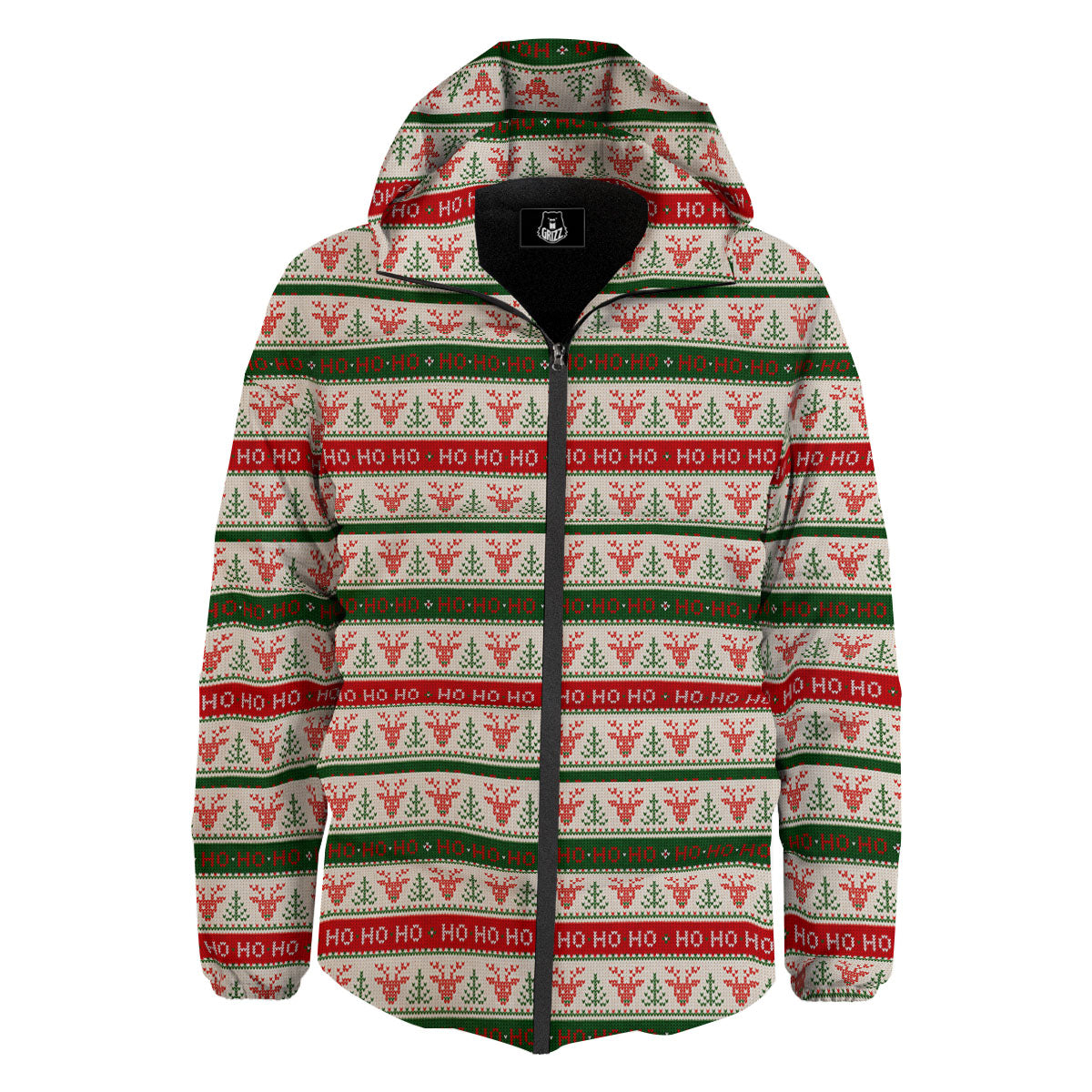 Knitted Christmas Print Pattern Down Jacket-grizzshop