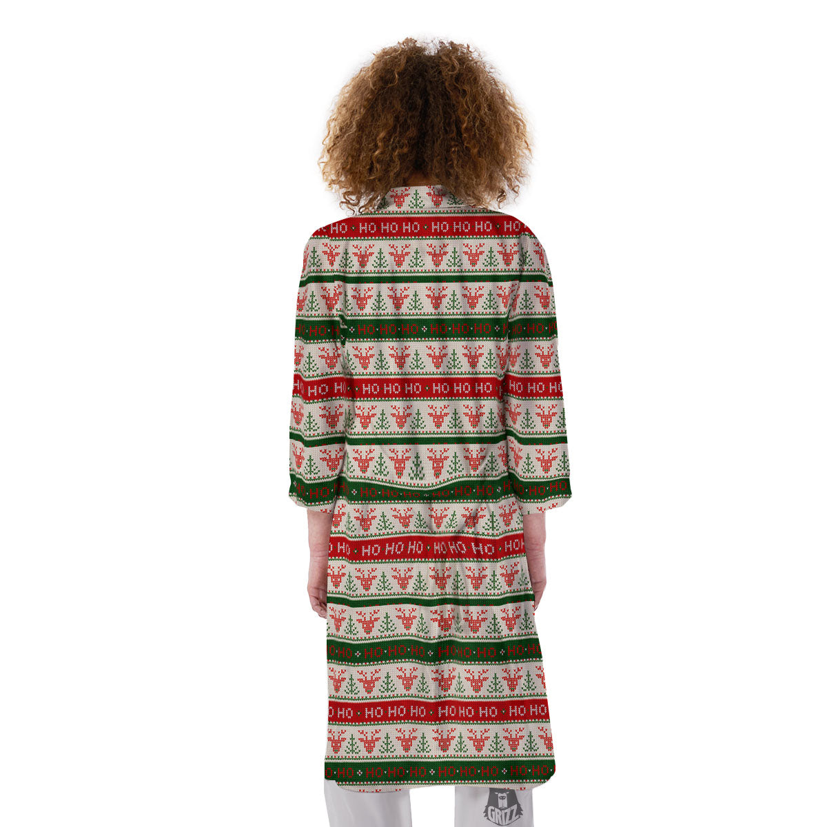 Knitted Christmas Print Pattern Kimono-grizzshop