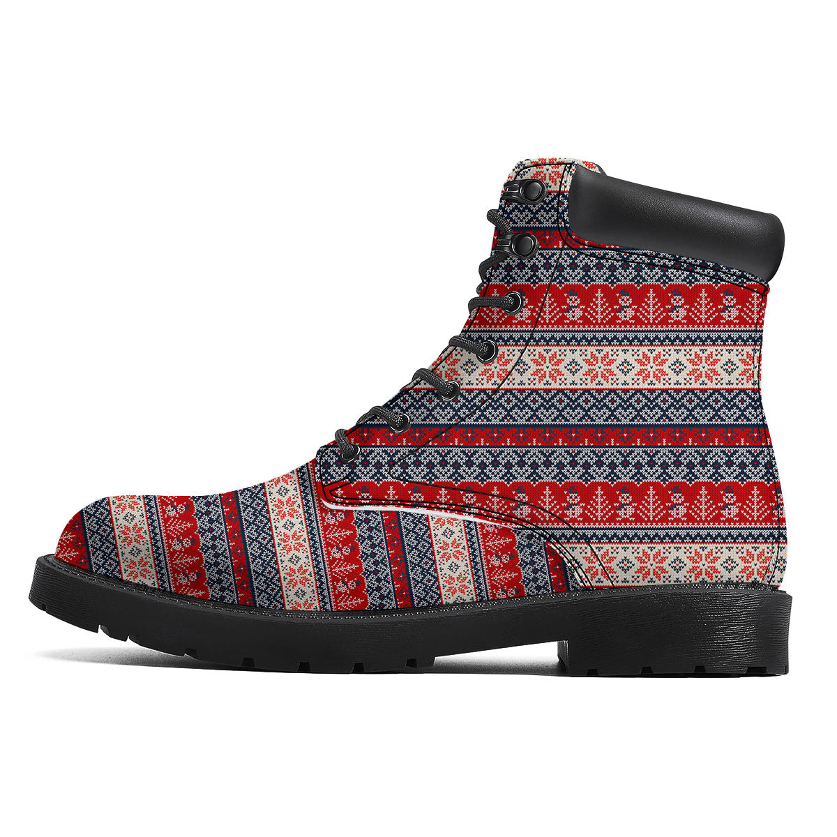 Knitted Christmas Snowman Print Pattern Boots-grizzshop