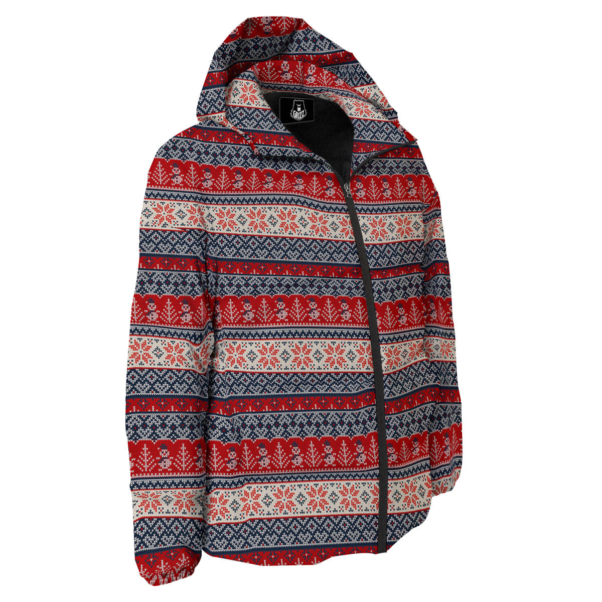 Knitted Christmas Snowman Print Pattern Down Jacket-grizzshop
