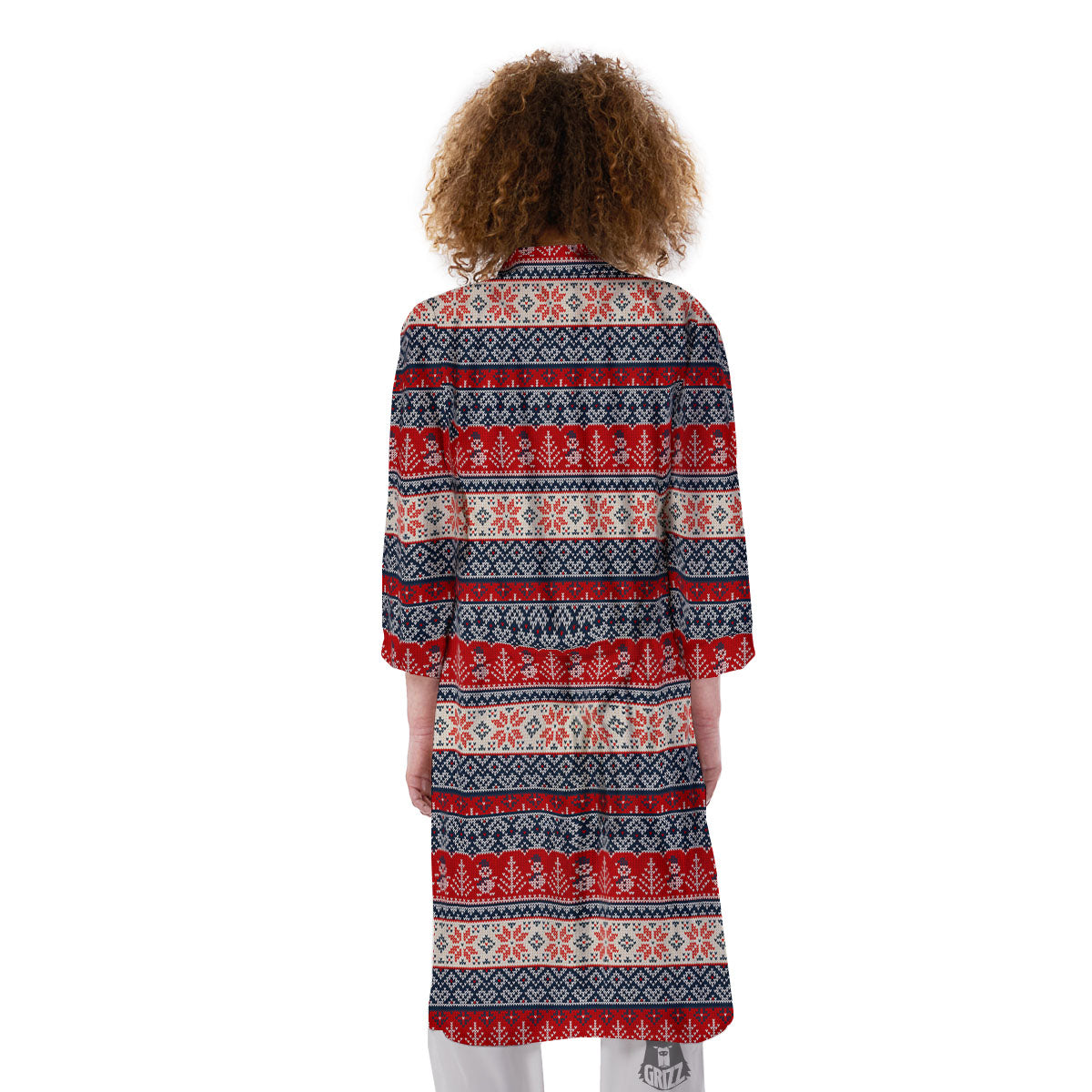 Knitted Christmas Snowman Print Pattern Kimono-grizzshop