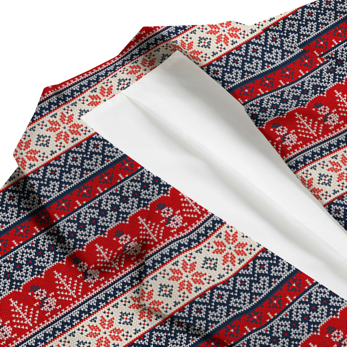 Knitted Christmas Snowman Print Pattern Men's Blazer-grizzshop