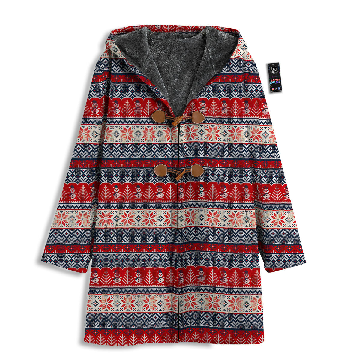 Knitted Christmas Snowman Print Pattern Men's Windbreaker Jacket-grizzshop