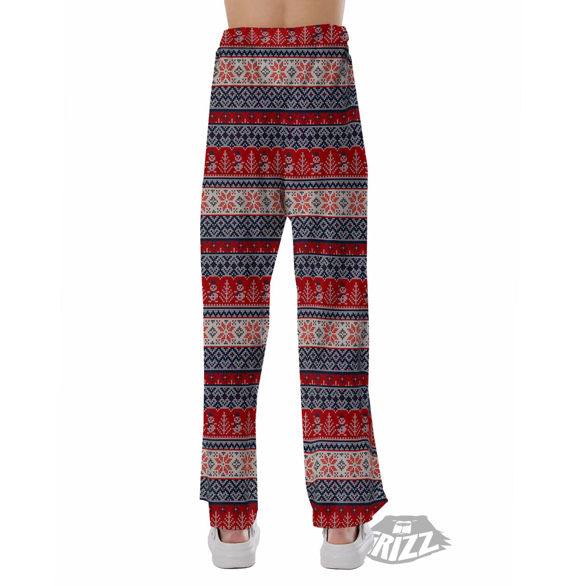 Knitted Christmas Snowman Print Pattern Pajama Pants-grizzshop