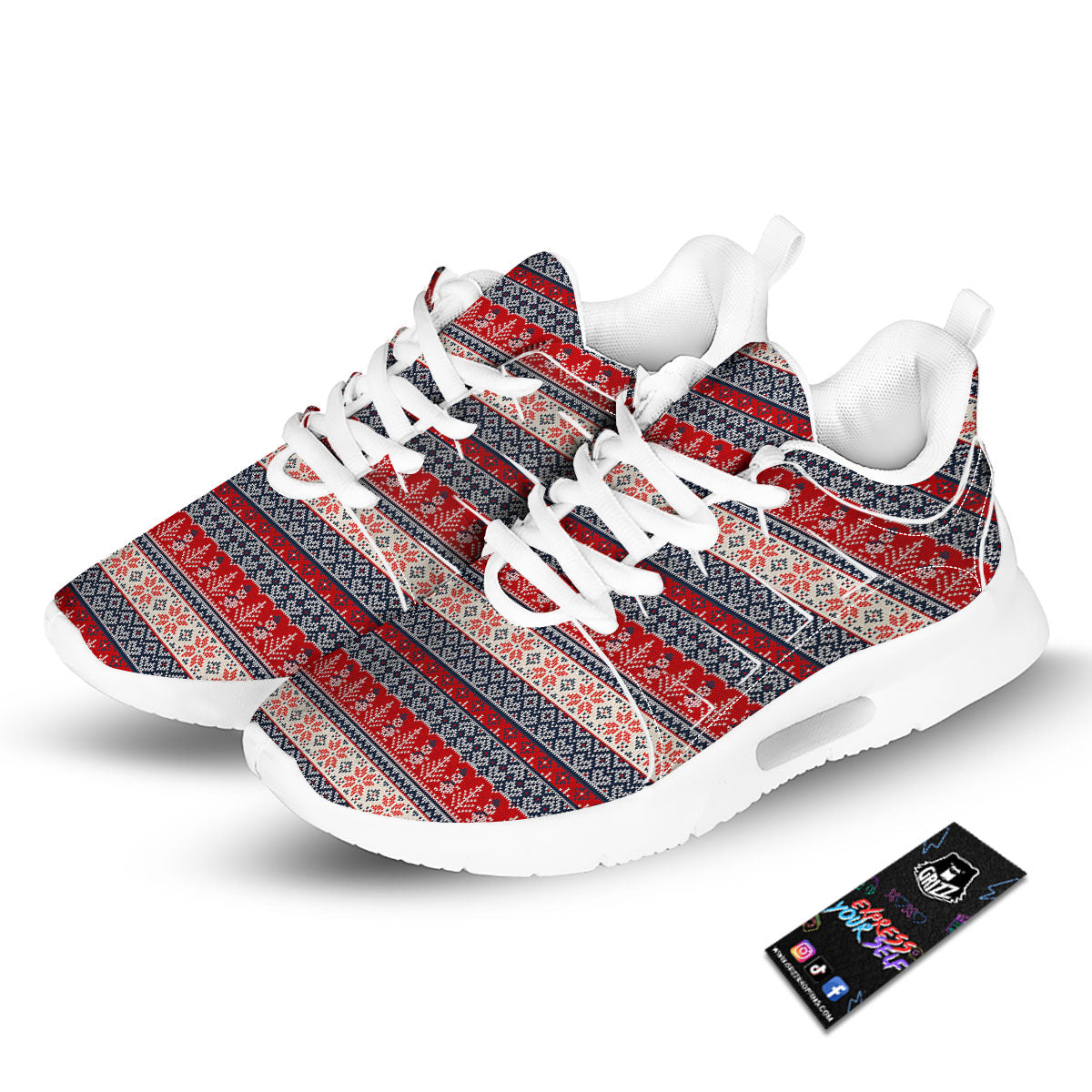 Knitted Christmas Snowman Print Pattern Tennis Shoes-grizzshop