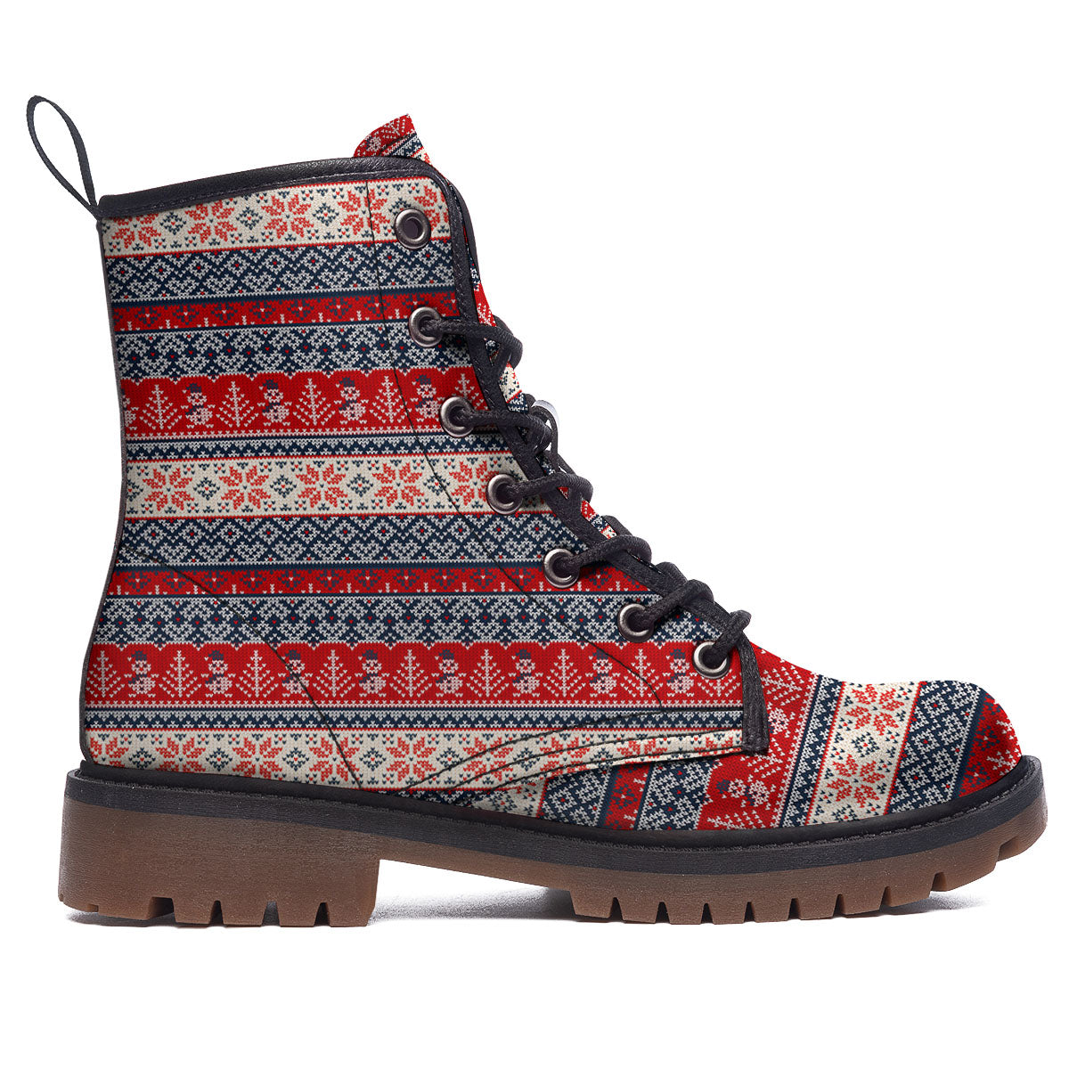 Knitted Christmas Snowman Print Pattern Work Boots-grizzshop