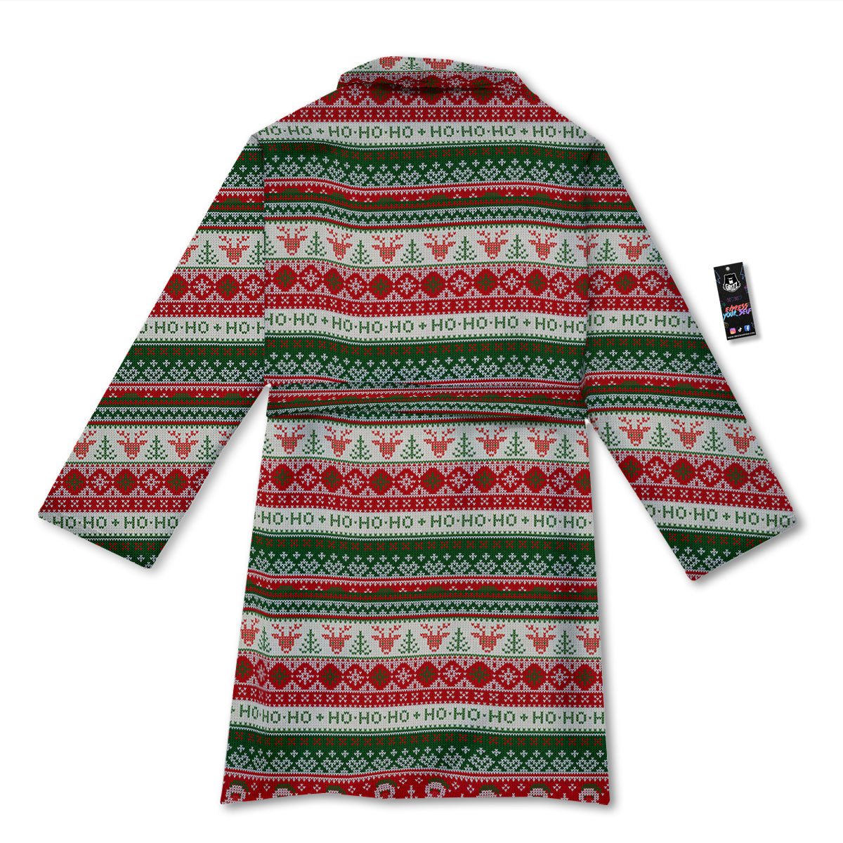 Knitted Christmas Tree Print Pattern Bathrobe-grizzshop