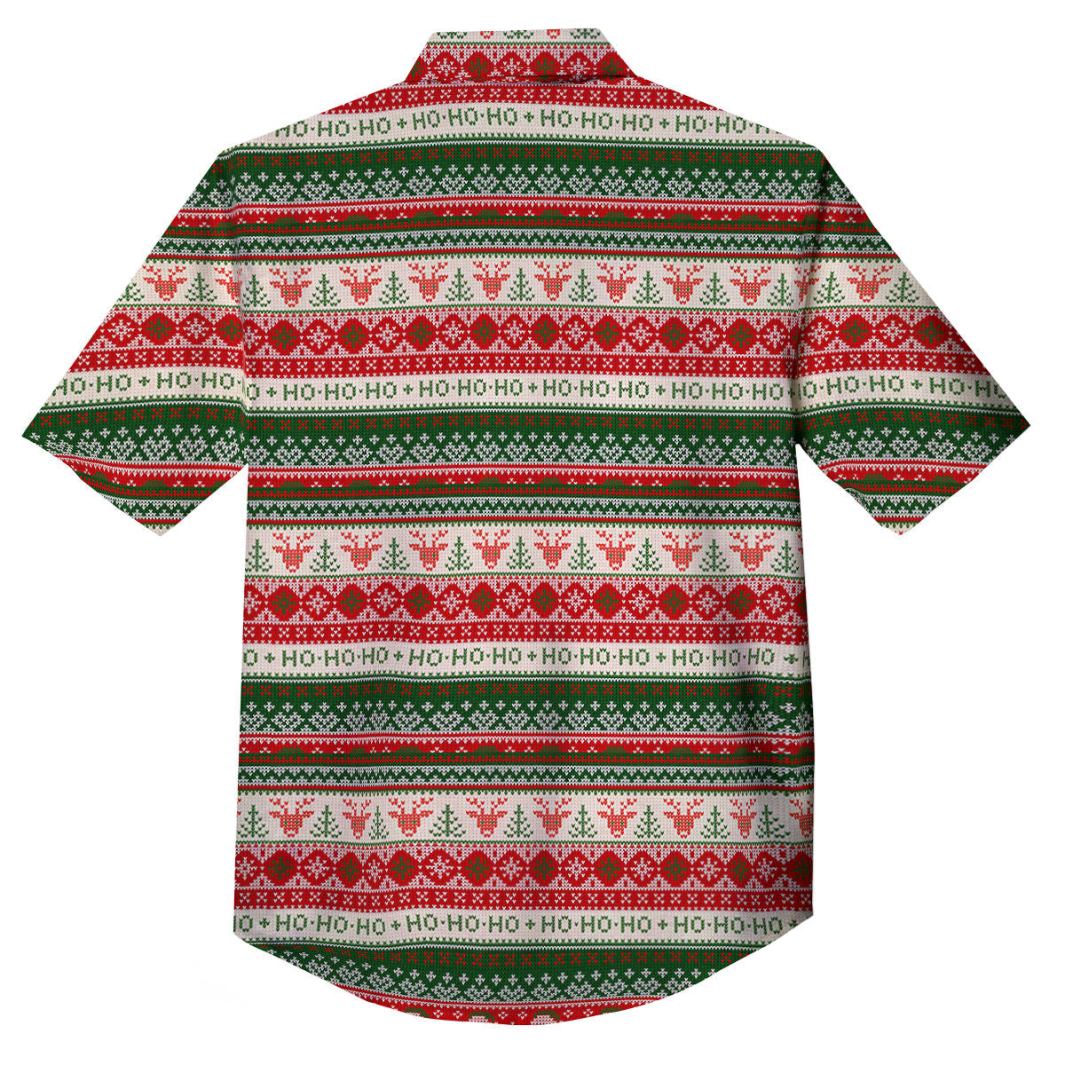 Knitted Christmas Tree Print Pattern Button Up Shirt-grizzshop