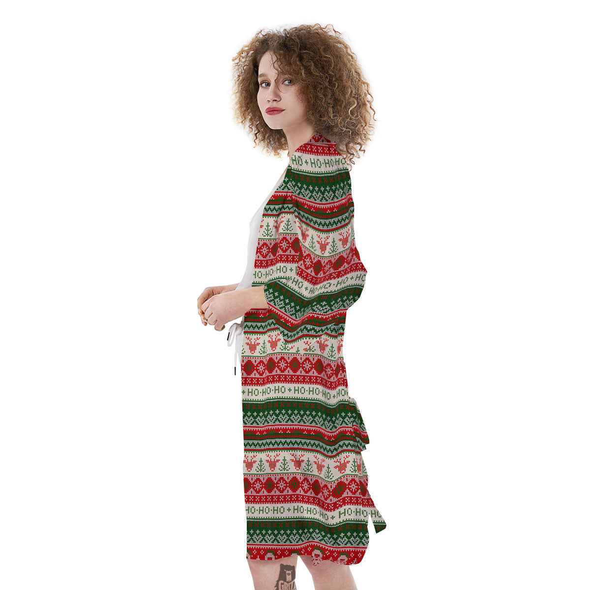 Knitted Christmas Tree Print Pattern Kimono-grizzshop