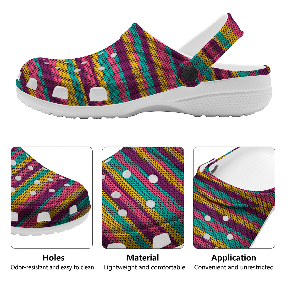Knitted Colorful Print Pattern Clog-grizzshop