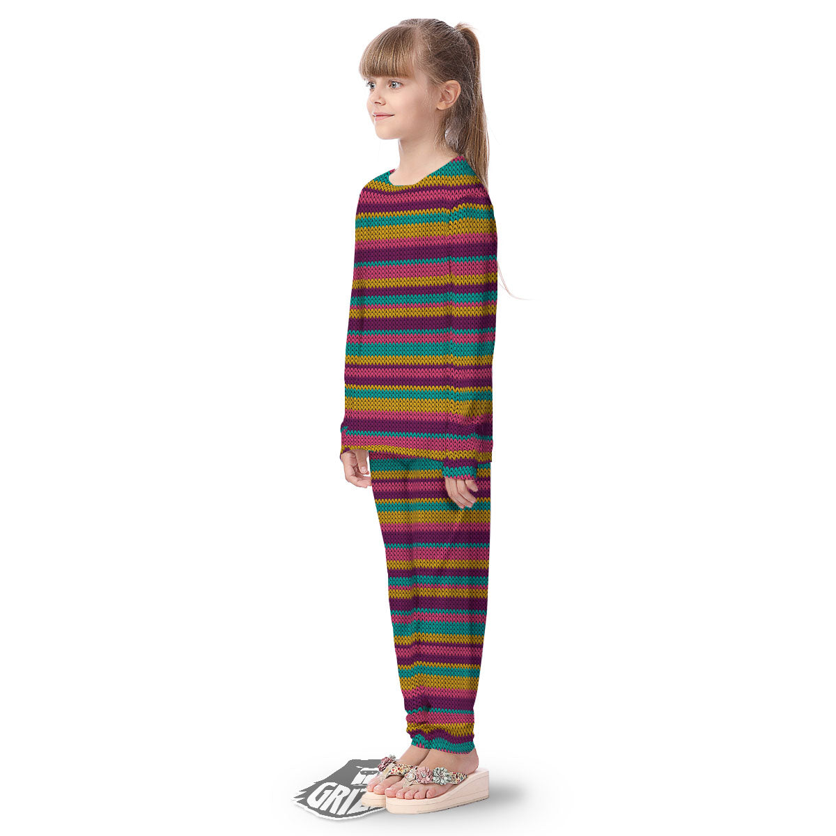Knitted Colorful Print Pattern Kid's Pajamas-grizzshop