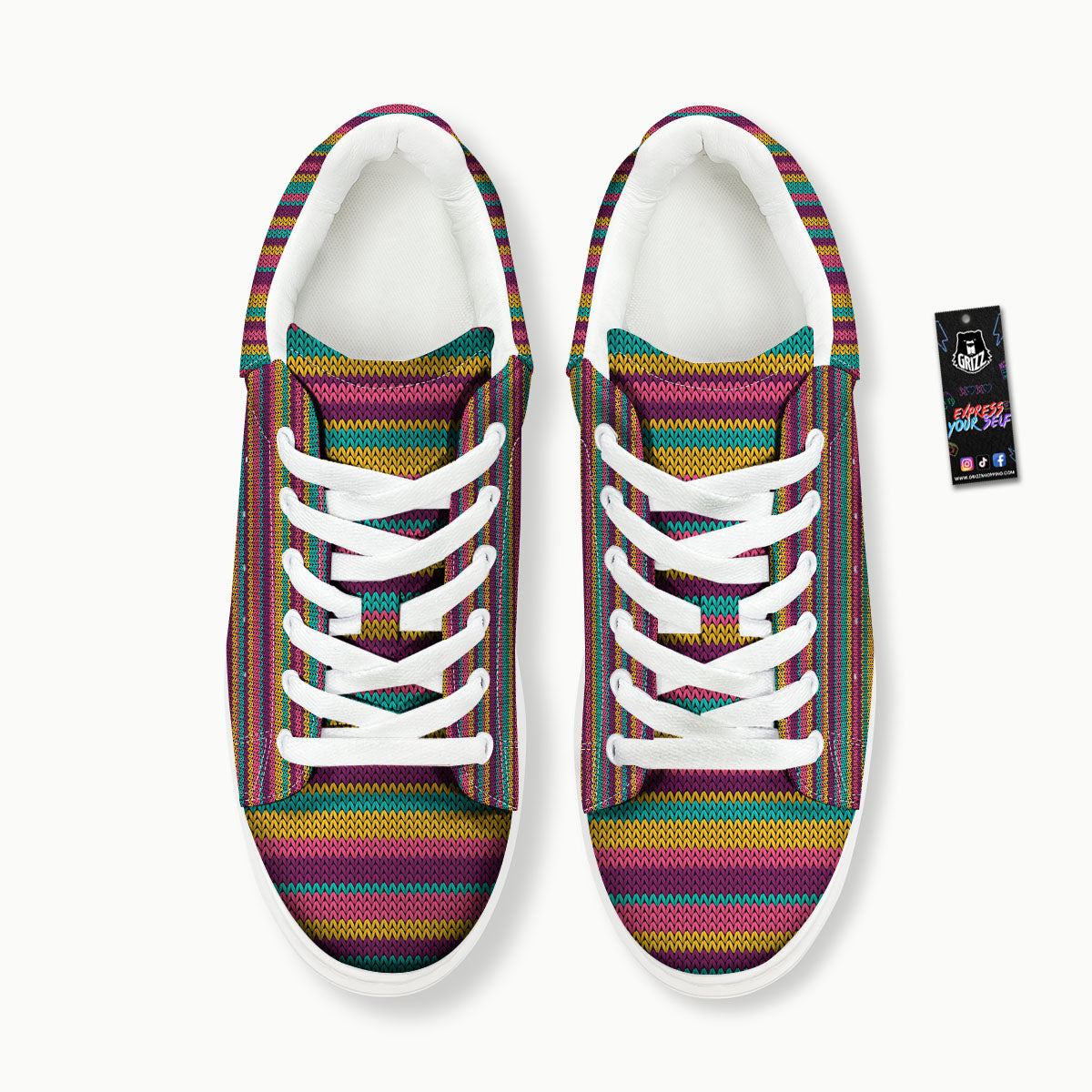 Knitted Colorful Print Pattern Platform Shoes-grizzshop