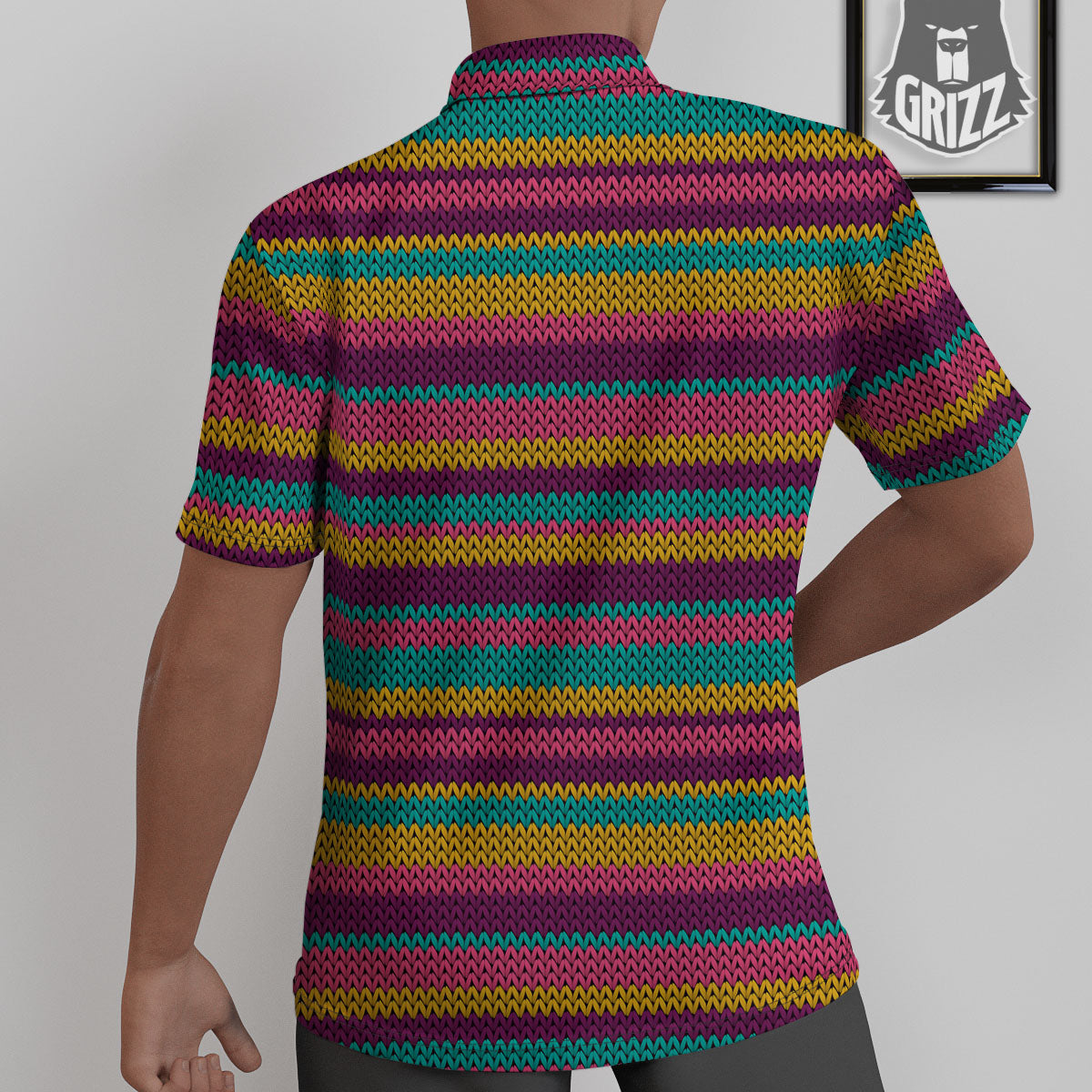 Knitted Colorful Print Pattern Untucked Shirts-grizzshop