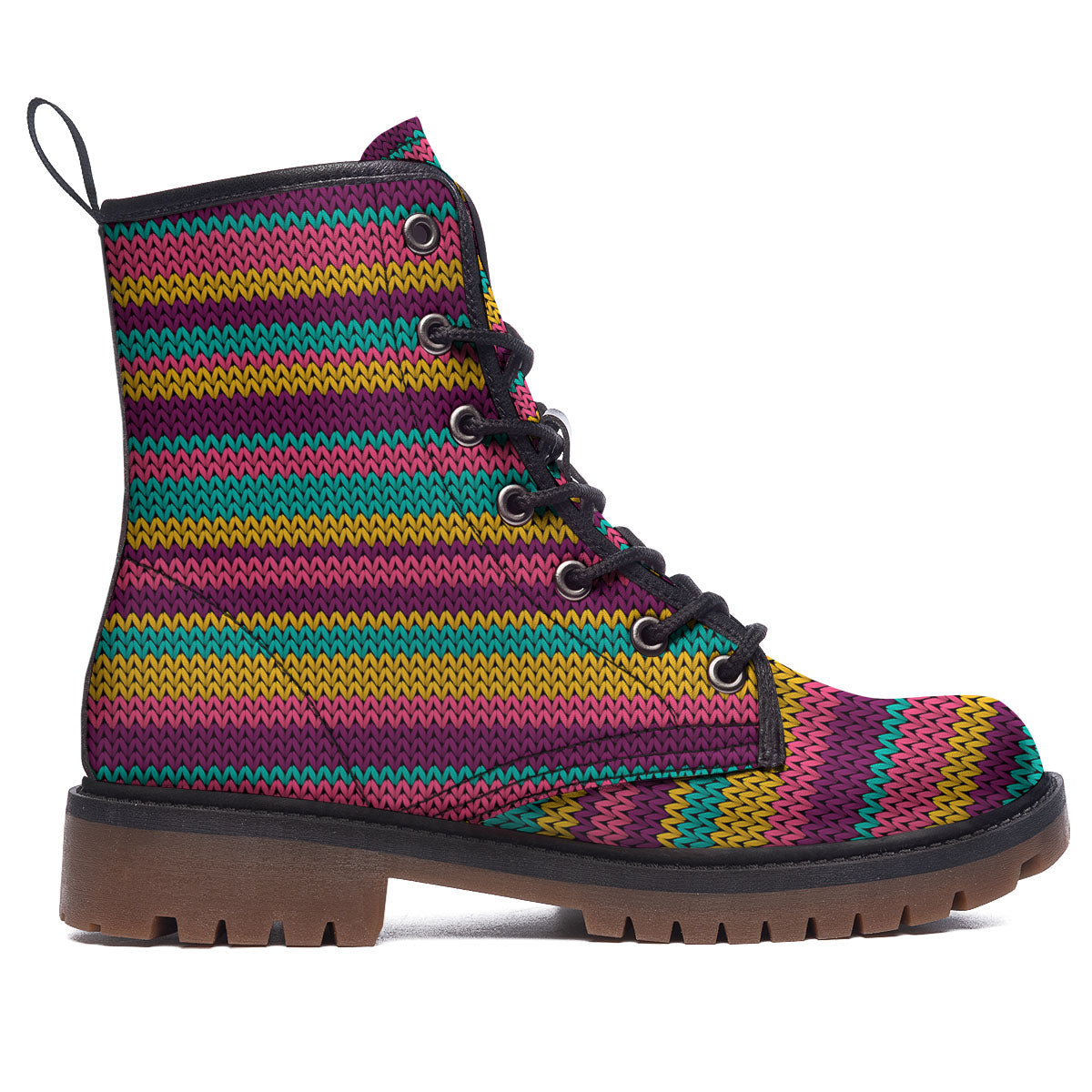 Knitted Colorful Print Pattern Work Boots-grizzshop