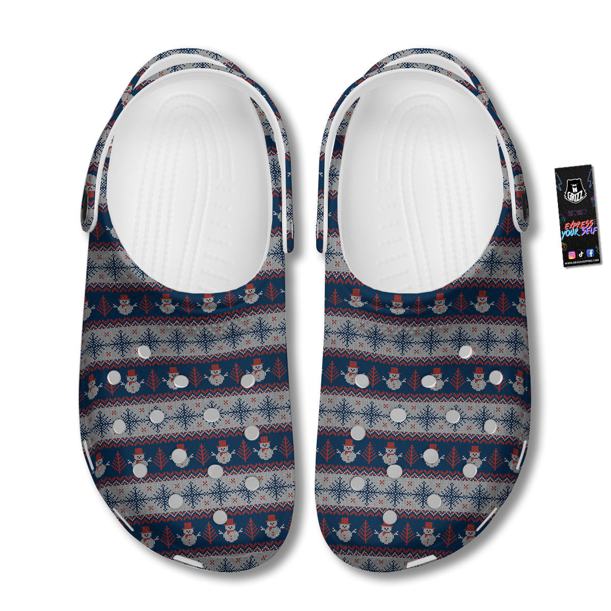Knitted Cute Snowman Print Pattern Clog-grizzshop