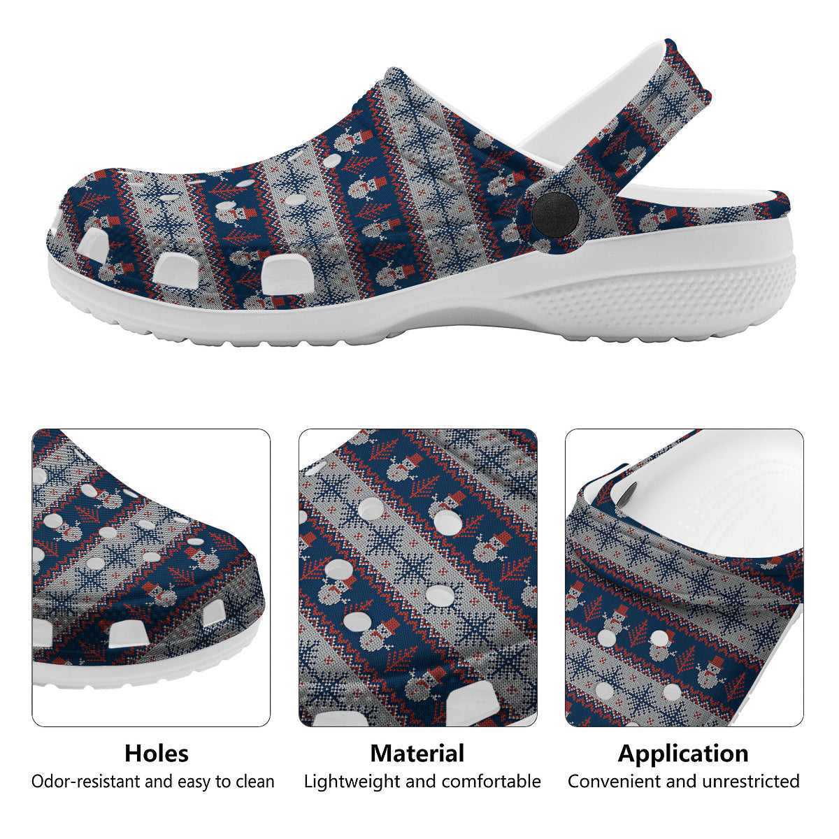 Knitted Cute Snowman Print Pattern Clog-grizzshop