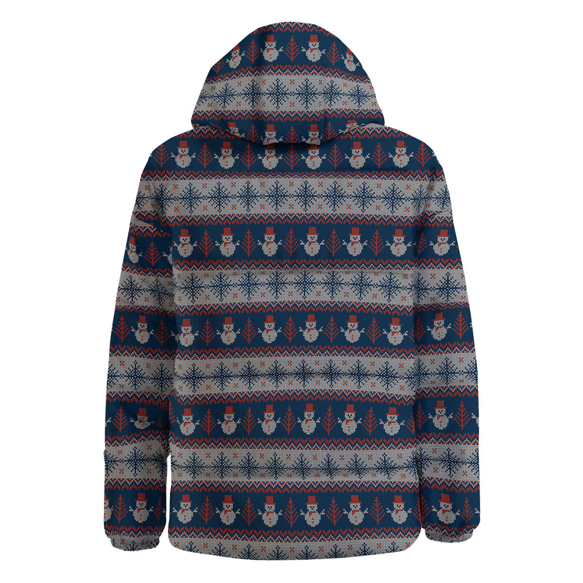 Knitted Cute Snowman Print Pattern Down Jacket-grizzshop