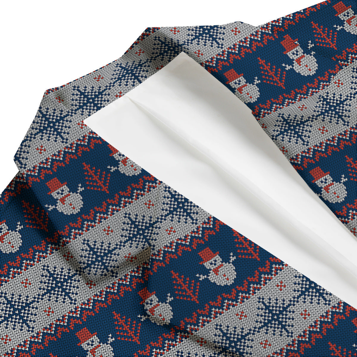 Knitted Cute Snowman Print Pattern Men's Blazer-grizzshop