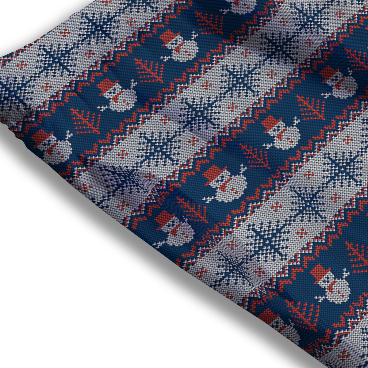 Knitted Cute Snowman Print Pattern Mesh Shorts