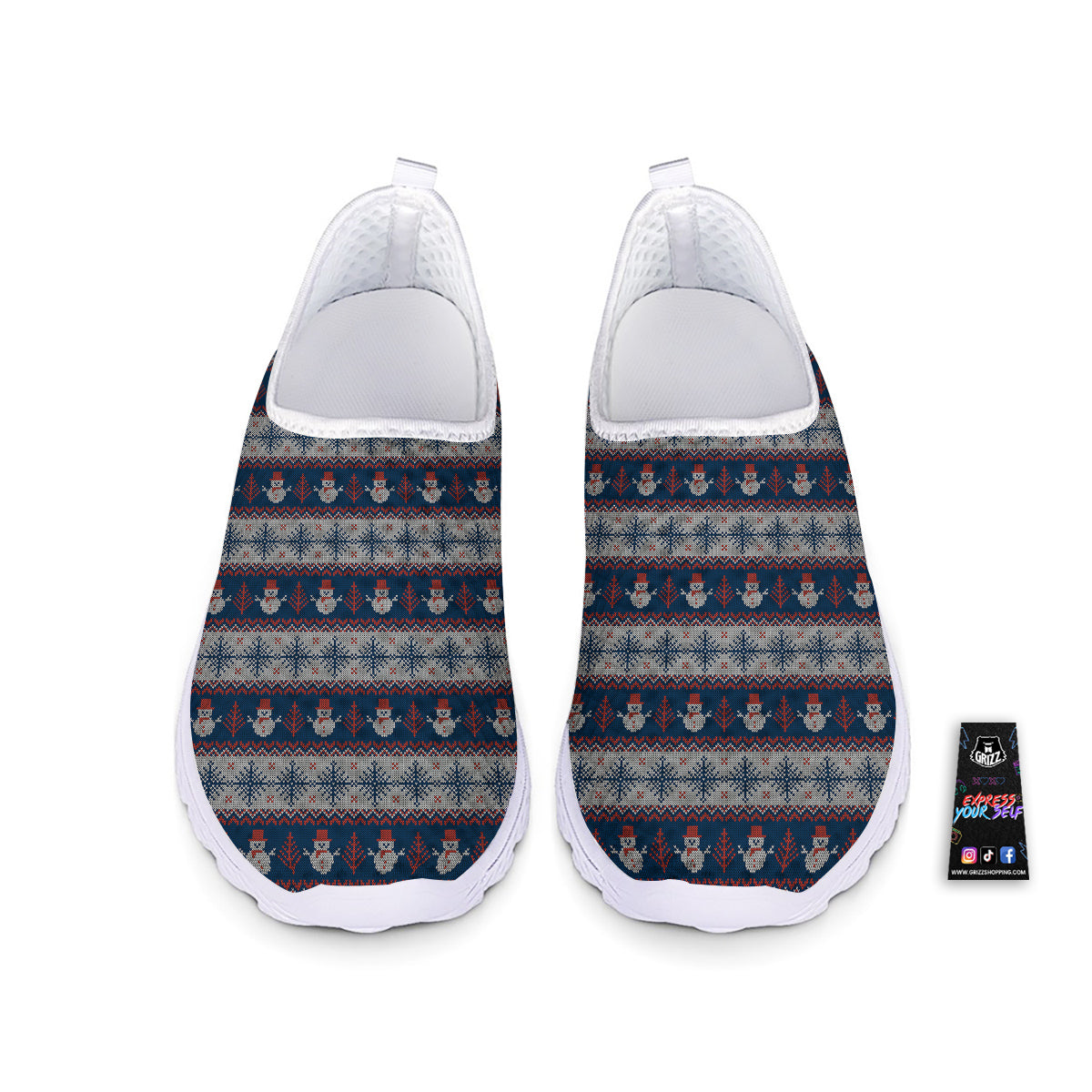 Knitted Cute Snowman Print Pattern Nurse Shoes-grizzshop