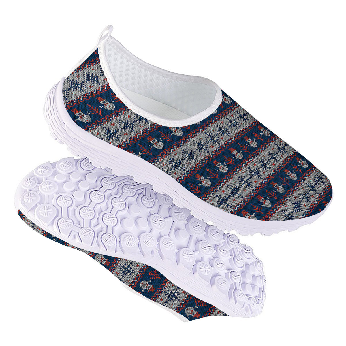 Knitted Cute Snowman Print Pattern Nurse Shoes-grizzshop