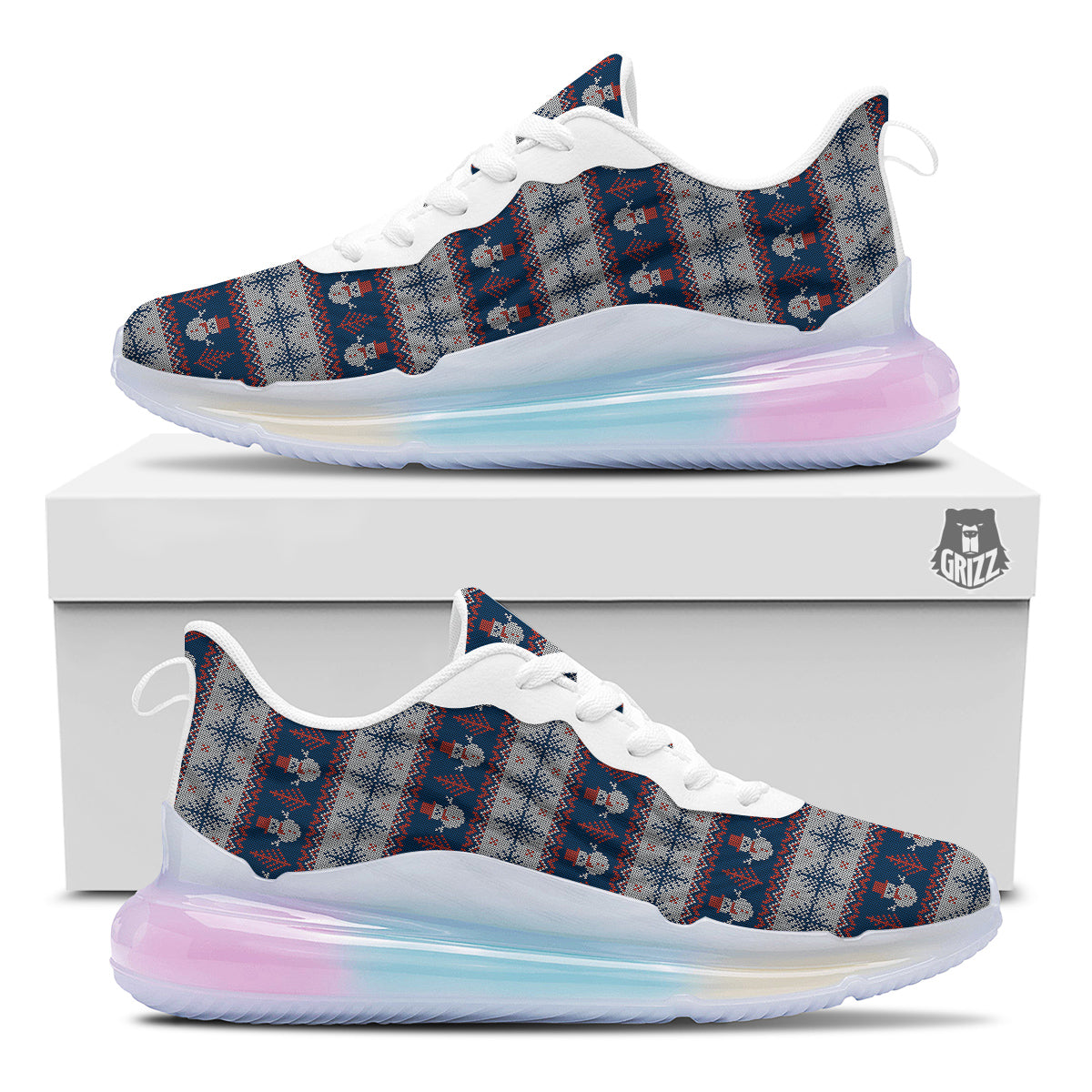 Knitted Cute Snowman Print Pattern Running Sneakers-grizzshop