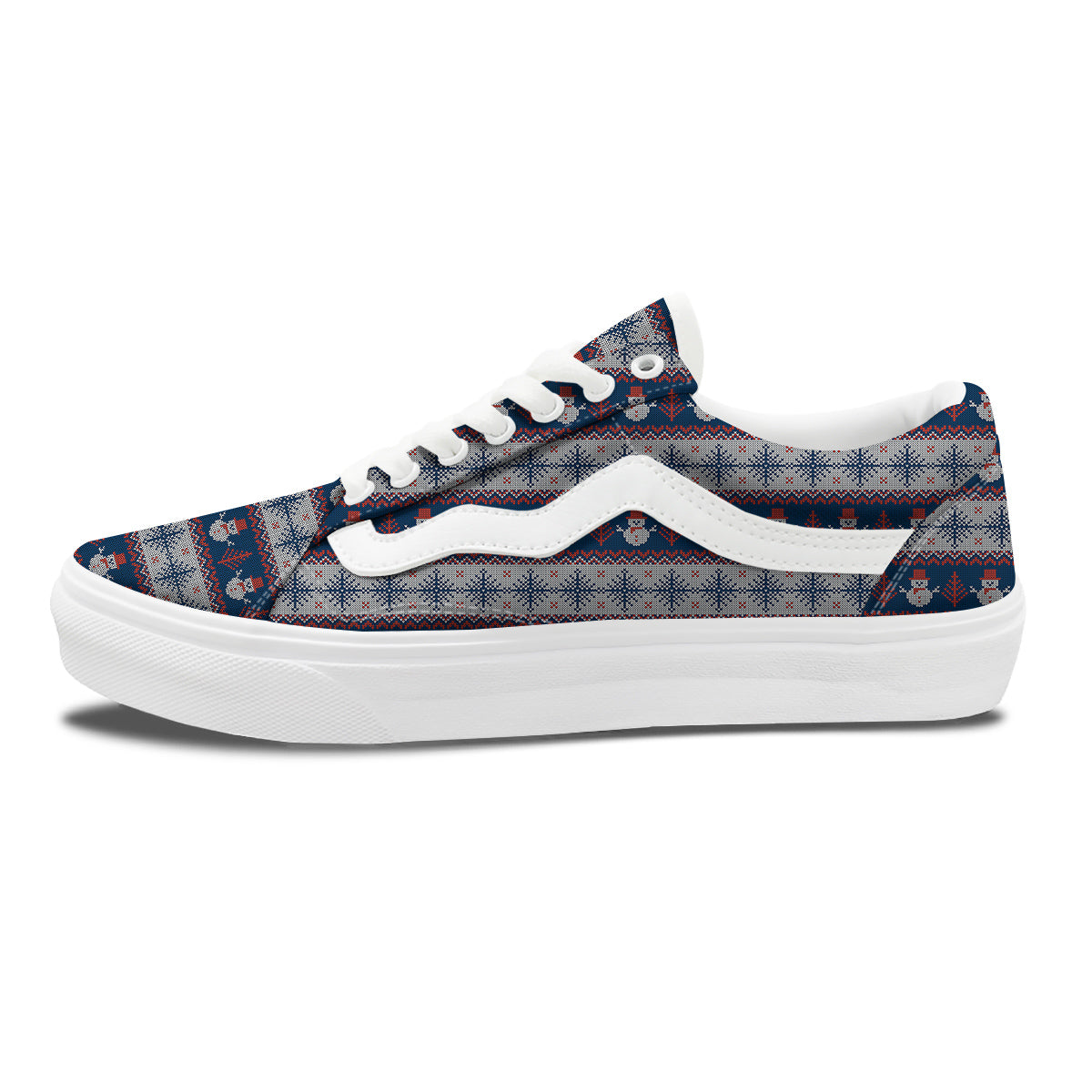 Knitted Cute Snowman Print Pattern Skate Shoes-grizzshop