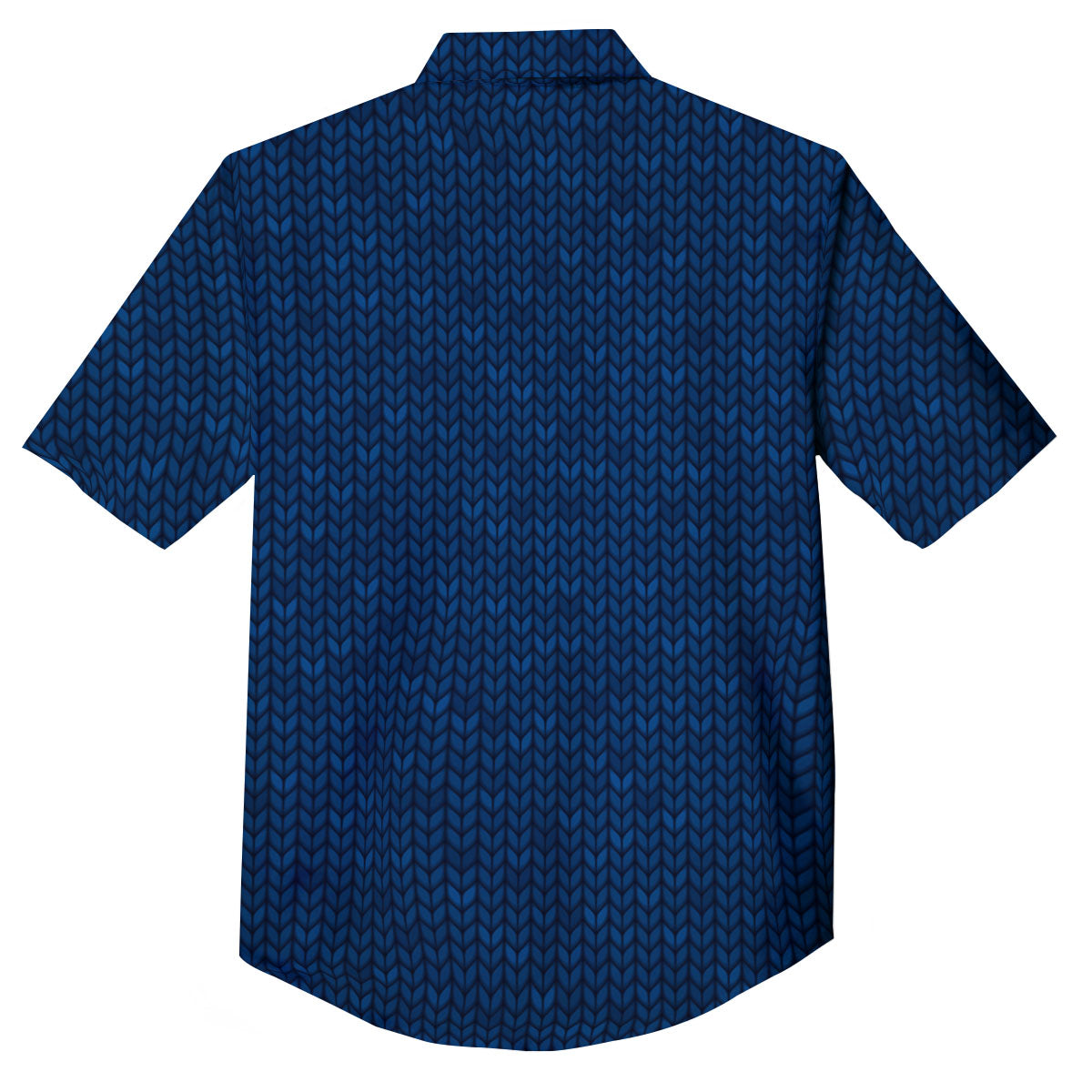 Knitted Deep Blue Print Pattern Button Up Shirt-grizzshop