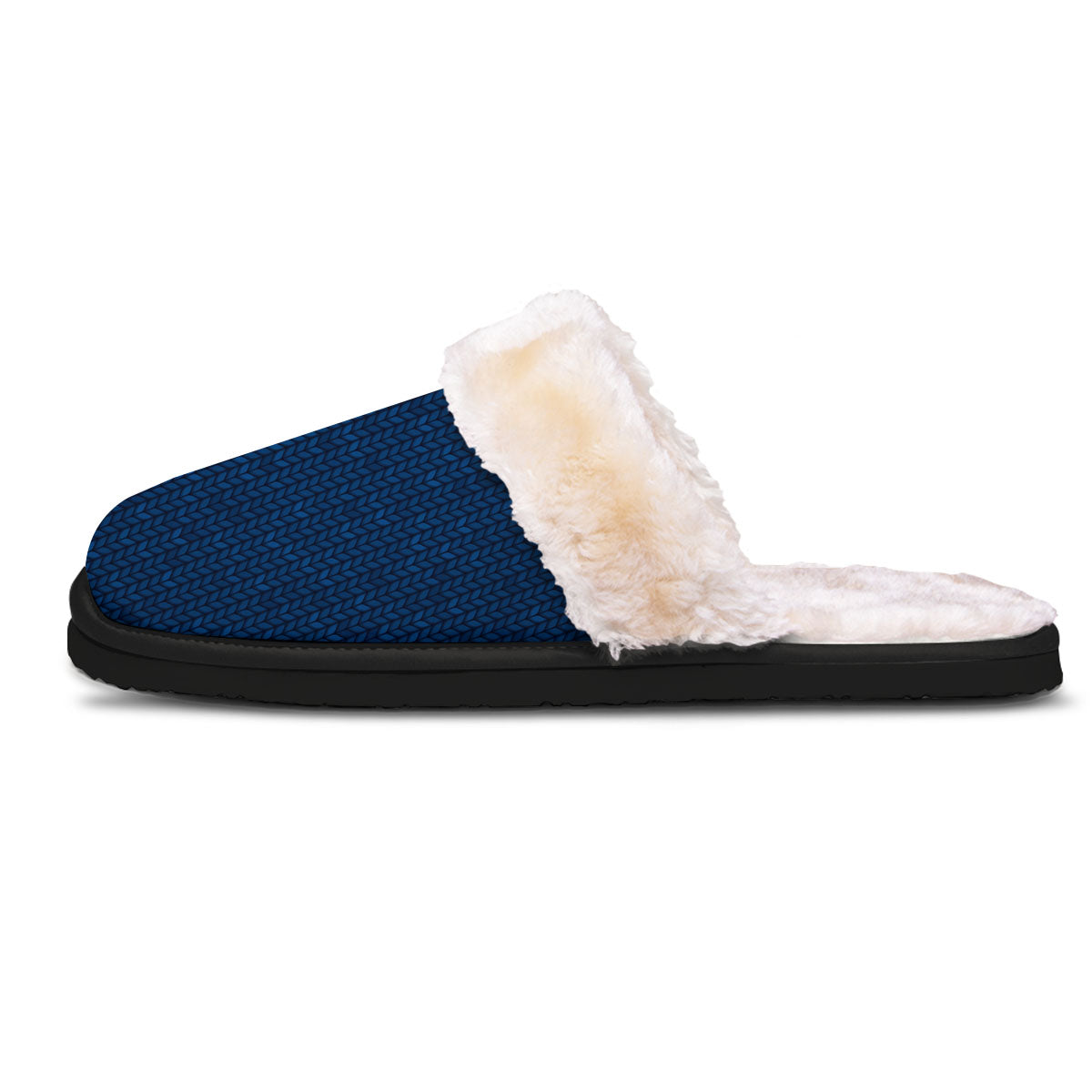 Knitted Deep Blue Print Pattern Slippers-grizzshop