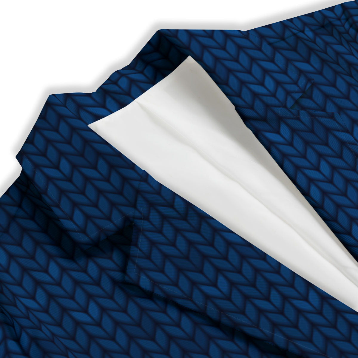 Knitted Deep Blue Print Pattern Women's Blazer-grizzshop