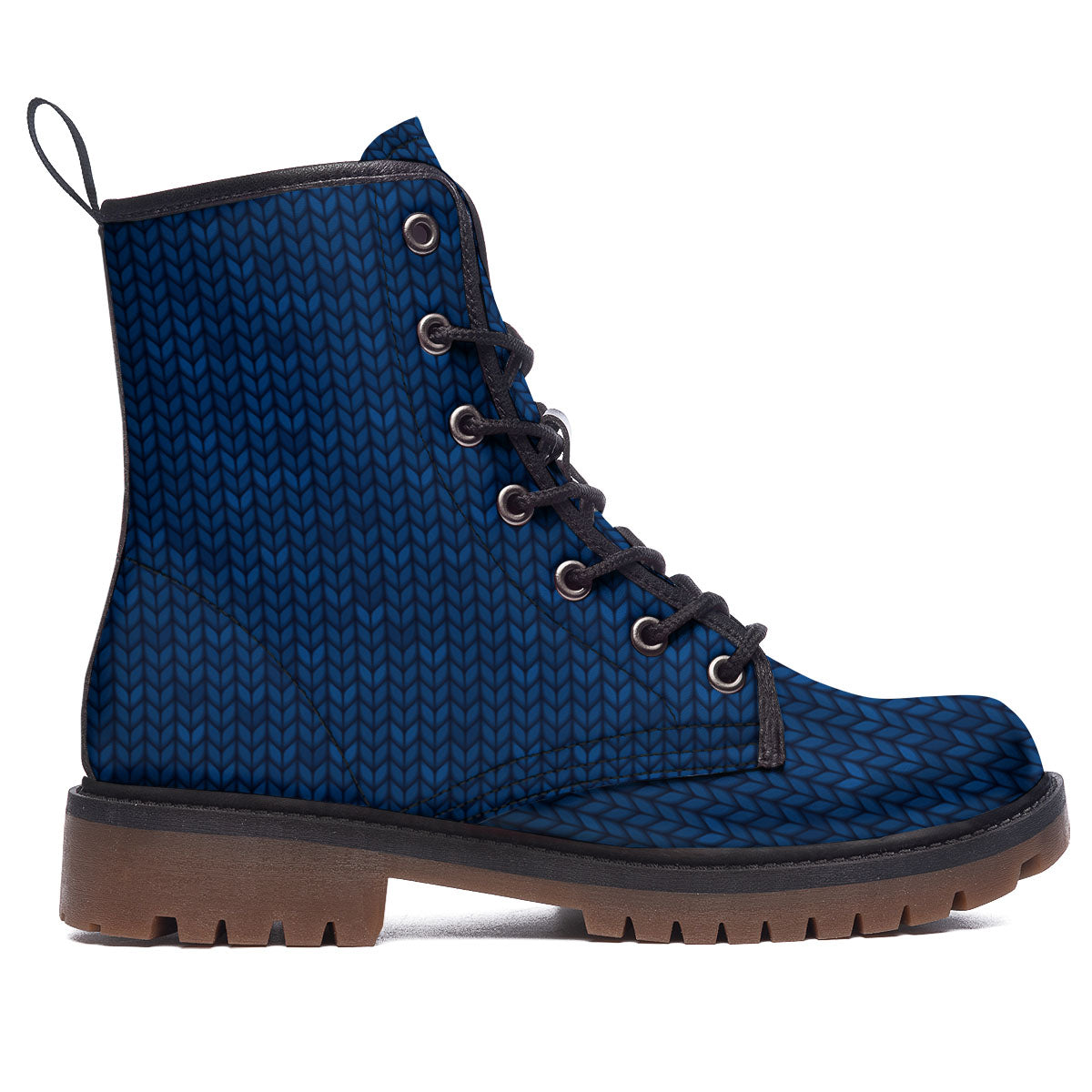 Knitted Deep Blue Print Pattern Work Boots-grizzshop