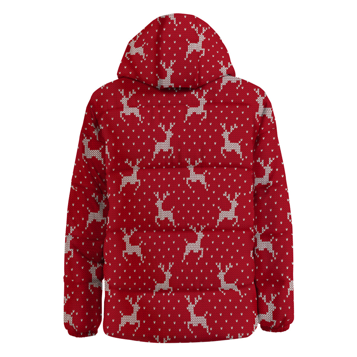 Knitted Deer Xmas Print Pattern Down Jacket-grizzshop