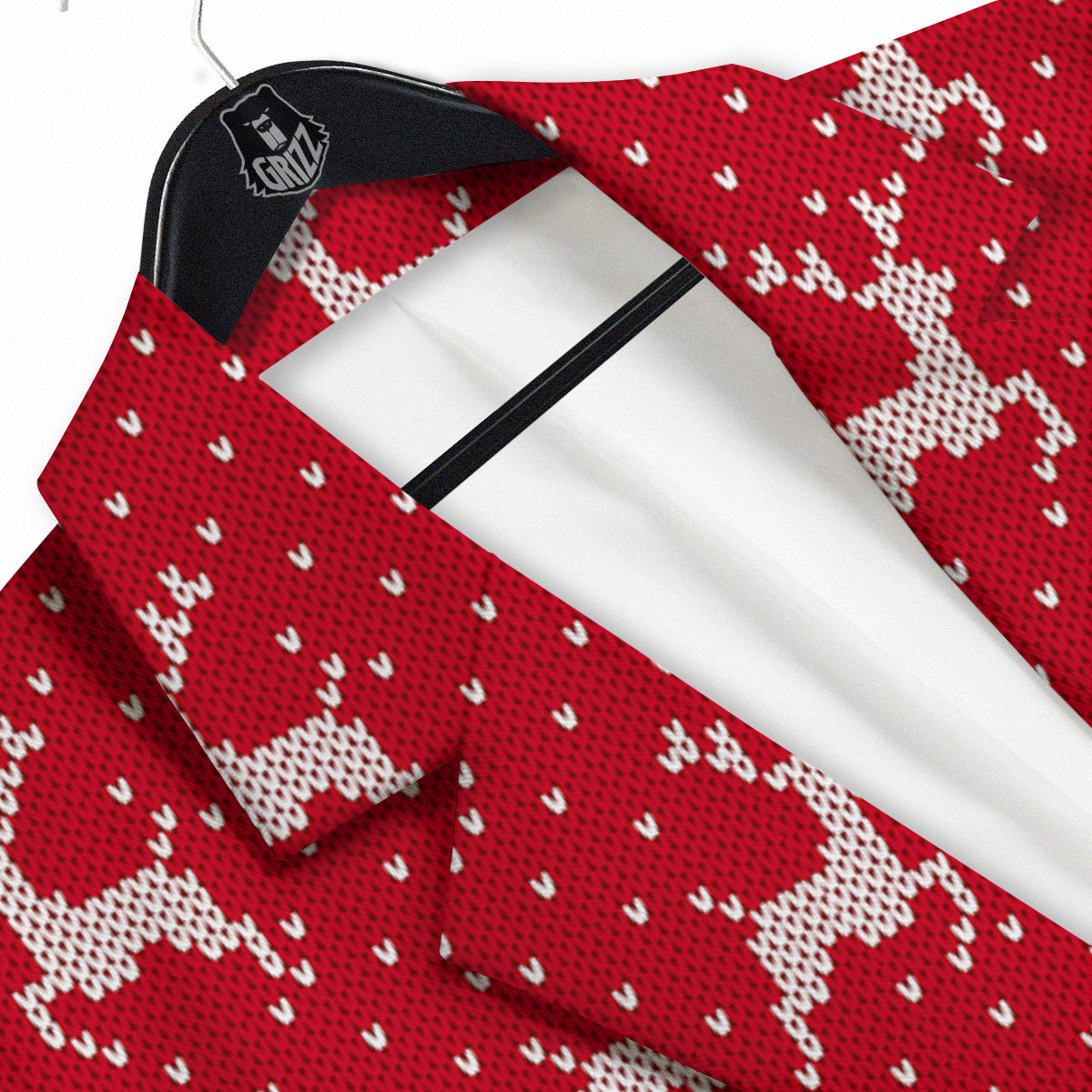 Knitted Deer Xmas Print Pattern Men's Sport Coat-grizzshop