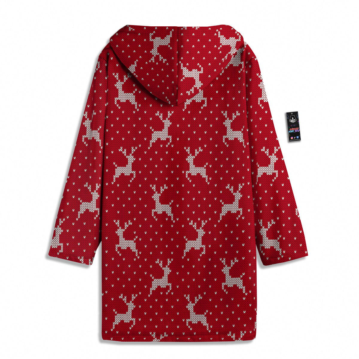 Knitted Deer Xmas Print Pattern Men's Windbreaker Jacket-grizzshop