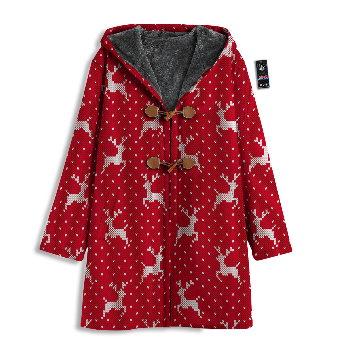 Knitted Deer Xmas Print Pattern Men's Windbreaker Jacket-grizzshop